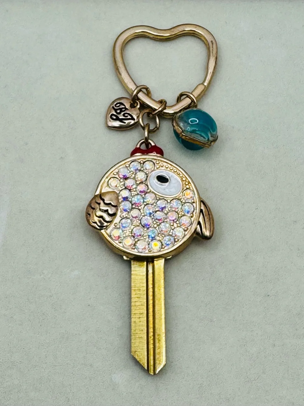 Betsey Johnson Fish Key Keychain with Iridescent Crystals